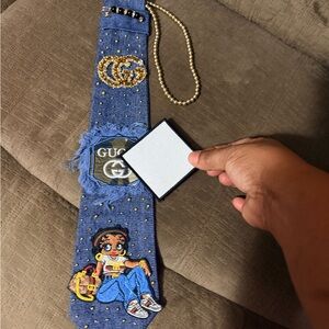 Women’s inspired Blue Tie with Gold Details